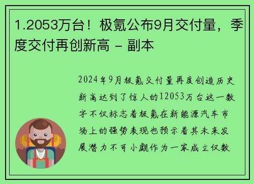 1.2053万台！极氪公布9月交付量，季度交付再创新高 - 副本